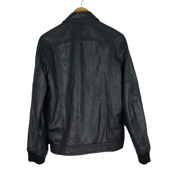 Diesel Men's Black Lamb Leather Full Zip Bomber Jacket Epaulettes US S - Picture 8 of 16